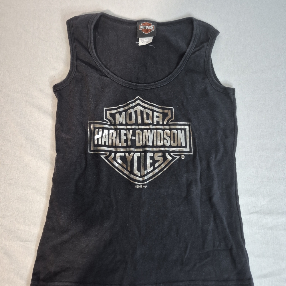 Harley Davidson 2009 Womens Black Tanktop With Silver Shiny Logo Arizona Small